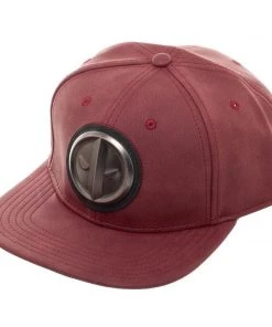 Bioworld Marvel Comics Deadpool Distressed Pu Faux Leather Metal Logo Snapback Hat