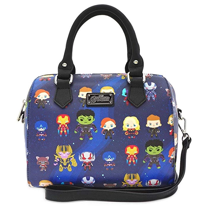 Loungefly Marvel The Avengers Chibi All Over Print Duffle Bag Purse 3 Loungefly Marvel The Avengers Chibi All Over Print Duffle Bag Purse