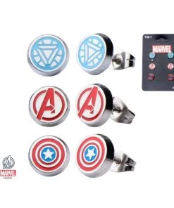 Body Vibe Avenger "A" Logo,Captain America And Iron Man Stud Earrings Set