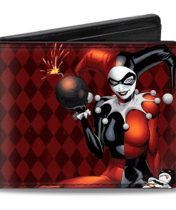 Buckle-Down Harley Quinn W Batman Voodoo Doll Holding Bomb Bi-fold Wallet
