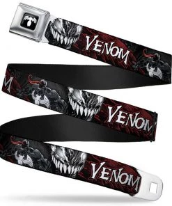 Buckle-Down Marvel Universe- Venom Spider Logo Full Color Black/White Seatbelt Belt