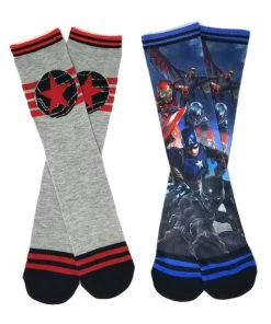 Hypnyc Marvel - Captain America - Civil War Adult Size All Over Print Socks - 2 Pairs