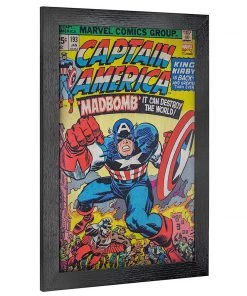 Silver Buffalo Captain America Comic Book Cover Framed Wall Art 11" X 17"