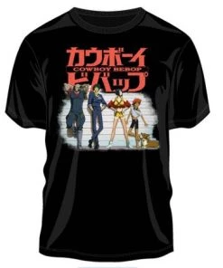 Bioworld Anime Cowboy Bebop Group Shot Logo Black T-shirt