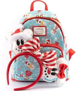 Loungefly Disney: Mickey & Minnie Snowman AOP Mini Backpack & Headband