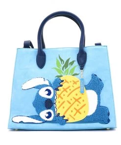 Disney Lilo And Stitch Pineapple Chenille Crossbody Tote Bag Loungefly
