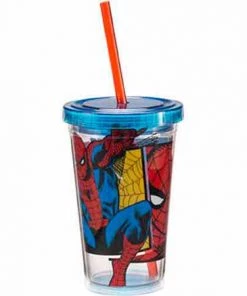 Vandor Spider-Man 12oz. Straw Cup