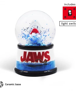 Silver Buffalo Jaws Logo Swim 55mm Light Up Snow Globe