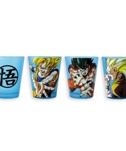 JUST FUNKY Anime Dragon Ball Z Goku Shot Glass Set With Neon Blue Blacklight Reactive Glass
