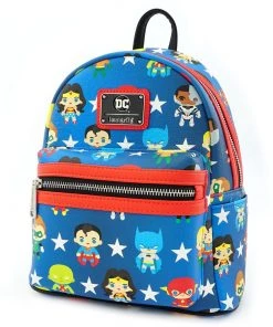 Loungefly DC Comics Justice League Chibi Character All Over Print Mini Backpack