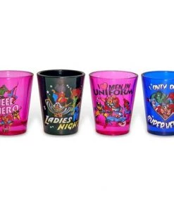 First Look Marvel Comics Ladies Superheros 4 Piece Shot Glass Set