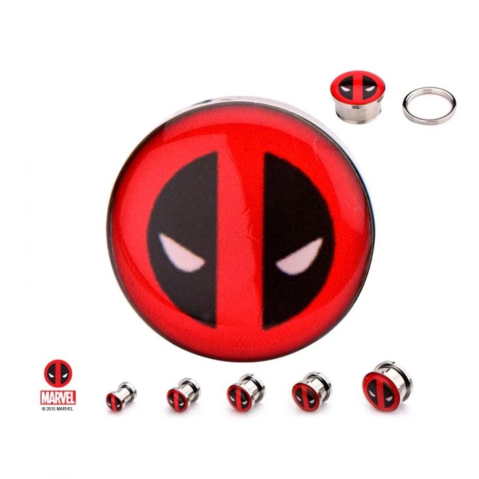 Body Vibe Marvel Screw Fit Steel Plug With Deadpool Logo Fronts 5/8 3 Body Vibe Marvel Screw Fit Steel Plug With Deadpool Logo Fronts 5/8