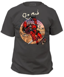 Impact Marvel Amazing Deadpool Jumping Through Adult T-shirt