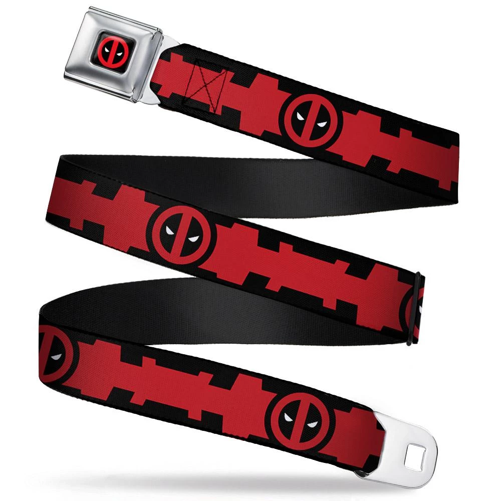 Buckle-Down Deadpool Logo CLOSE-UP Full Color Black/Red/White ADULT Seatbelt Belt - Deadpool Logo/Chest Stripe2 Black/Red/White Webbing Marvel 3 Buckle-Down Deadpool Logo CLOSE-UP Full Color Black/Red/White ADULT Seatbelt Belt - Deadpool Logo/Chest Stripe2 Black/Red/White Webbing Marvel