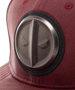 Bioworld Marvel Comics Deadpool Distressed Pu Faux Leather Metal Logo Snapback Hat