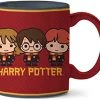 Silver Buffalo Harry Potter Chibi Trio Dots Ceramic Mug, 20-Ounce, Red