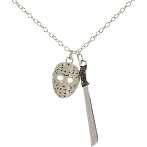 Bioworld Friday The 13th Jason Mask And Machetti Charm Necklace