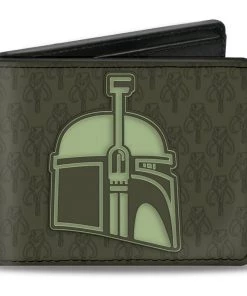 Buckle-Down Movies Star Wars Boba Fett Helmet + Mandalorian Crest KYR'BES Skull Bi-fold Wallet
