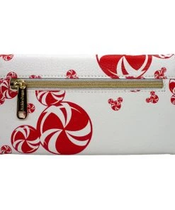 Buckle-Down Mickey And Minnie Mouse Mickey Mouse Peppermint Candy Swirl Ears White Red Women's Wallet
