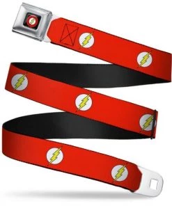 Buckle-Down DC Comics Flash Logo Red Webbing Seatbelt Buckle Belt