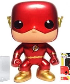 Funko Pops! Funko Pop! DC Heroes: The Flash Metallic CHASE Variant Vinyl Figure (Bundled With Pop Box Protector)