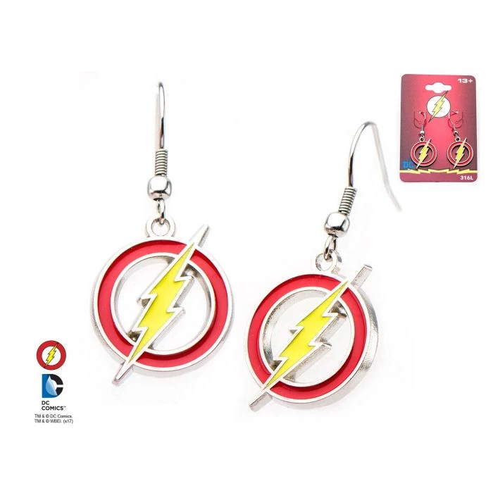 Body Vibe The Flash Logo With Stainless Steel Hook Earrings 3 Body Vibe The Flash Logo With Stainless Steel Hook Earrings