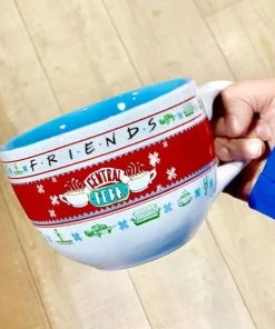 Silver Buffalo Friends Central Perk Christmas Holiday Sweater 24 Oz Ceramic Soup Mug