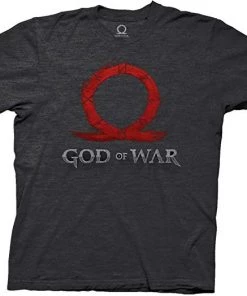 Ripple Junction God Of War Adult Stacked Textured Logo Crew T-Shirt Heather Black Video Games
