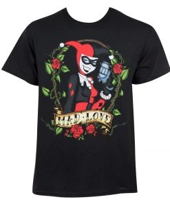 Changes DC Comics - Harley Quinn - Men's Black Mad Love T-Shirt