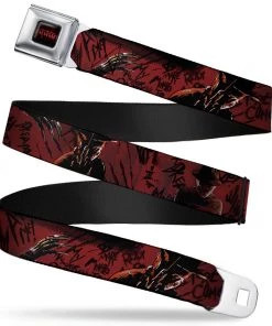 Buckle-Down Movies A Nightmare On Elm Street Logo Full Color Black/Reds Seatbelt Belt