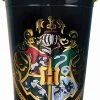 Spoontiques Harry Potter - Hogwarts Crest Foil Cup W/Straw, 20 Ounces, Black Movies