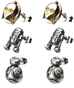 Body Vibe Star Wars Jewelry BB-8, C-3PO And R2-D2 Stud Earrings Set