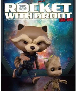 Beast Kingdom Rocket With Groot - Guardians Of The Galaxy Vol. 2 Egg Attack Action EAA-049 4” Action Figure