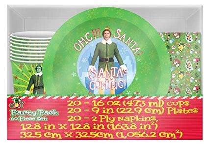 Silver Buffalo Movies Warner Brothers Elf OMG Santa Paper Plate, Cup And Napkin Party Pack, 60 Piece, Multicolor 4 Silver Buffalo Movies Warner Brothers Elf OMG Santa Paper Plate, Cup And Napkin Party Pack, 60 Piece, Multicolor