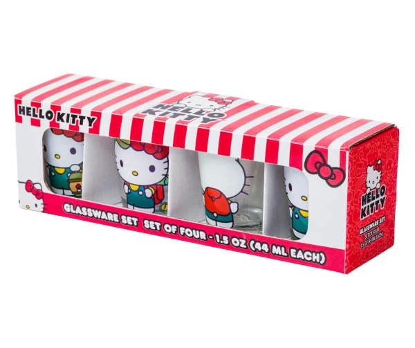 Silver Buffalo Hello Kitty Camping 4pc. 1.5oz. Mini Glass Set Houseware 4 Silver Buffalo Hello Kitty Camping 4pc. 1.5oz. Mini Glass Set Houseware