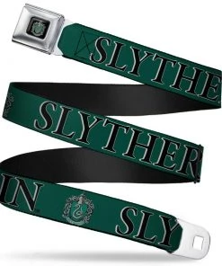 Buckle-Down Harry Potter SLYTHERIN & Crest Green/Black Seatbelt Belt