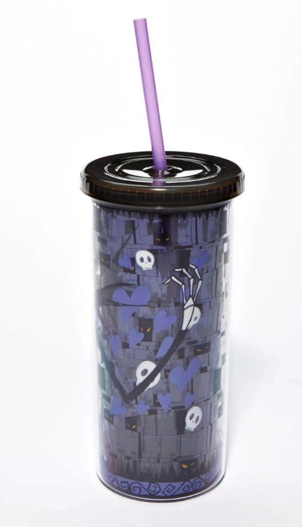 Silver Buffalo The Nightmare Before Christmas Jack Skellington Skull And Heart Cup With Straw 5 Silver Buffalo The Nightmare Before Christmas Jack Skellington Skull And Heart Cup With Straw