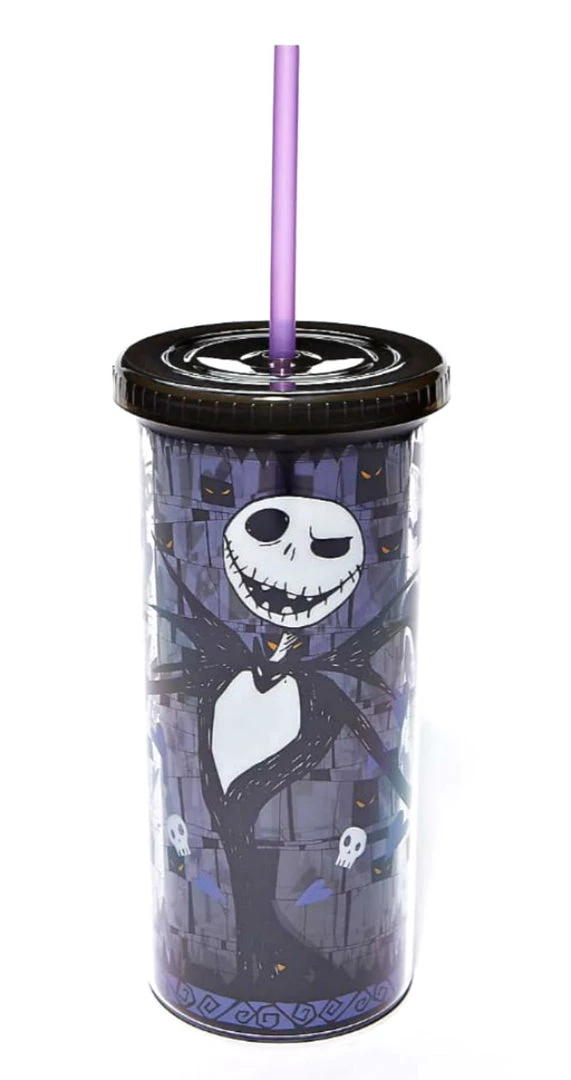 Silver Buffalo The Nightmare Before Christmas Jack Skellington Skull And Heart Cup With Straw 3 Silver Buffalo The Nightmare Before Christmas Jack Skellington Skull And Heart Cup With Straw