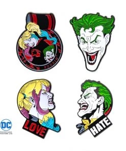 Body Vibe Joker And Harley Quinn Face Enamel Pin Set (4 Piece) DC Comics