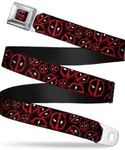Buckle-Down Marvel Deadpool Splatter Logo Black/Red/White Seatbelt Belt