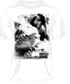 Bioworld Movies Godzilla Vs King Kong Key Art Black & White Print T-shirt