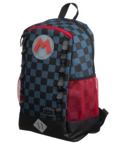 Bioworld Super Mario Navy Check Backpack 13 Bioworld Super Mario Navy Check Backpack