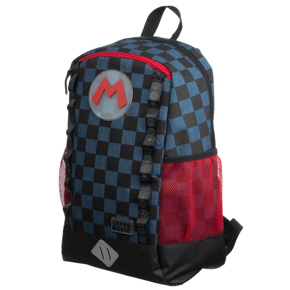 Bioworld Super Mario Navy Check Backpack 8 Bioworld Super Mario Navy Check Backpack