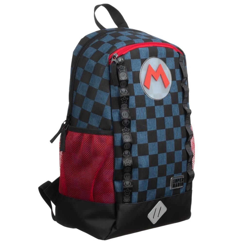 Bioworld Super Mario Navy Check Backpack 7 Bioworld Super Mario Navy Check Backpack