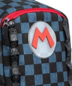 Bioworld Super Mario Navy Check Backpack 11 Bioworld Super Mario Navy Check Backpack