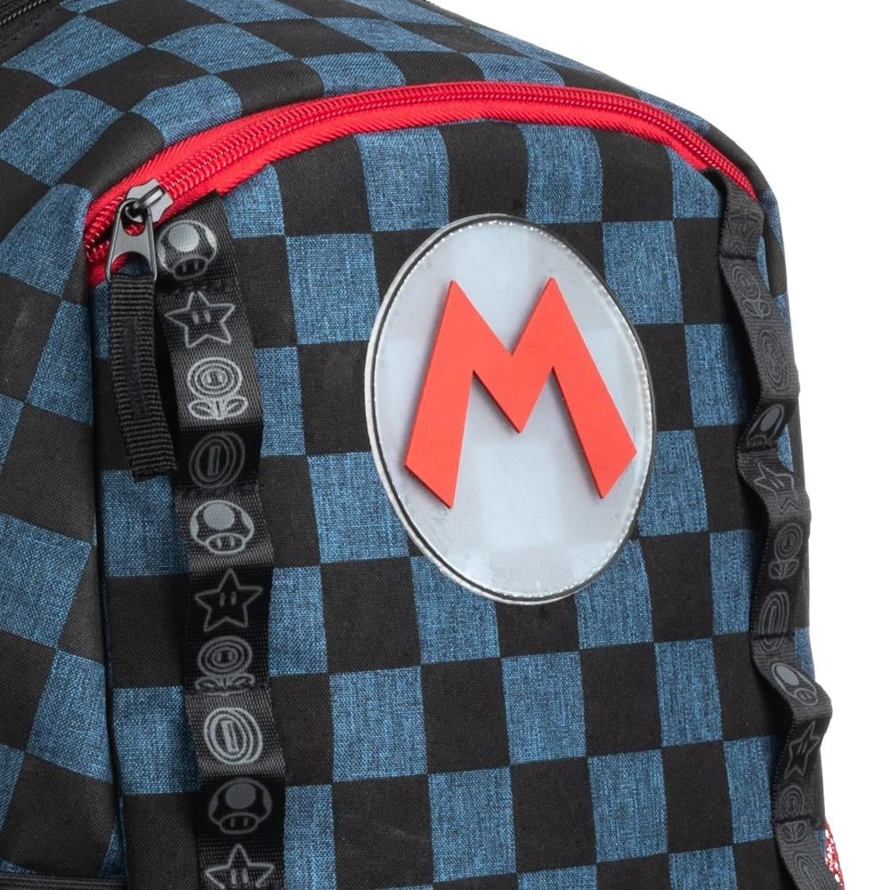 Bioworld Super Mario Navy Check Backpack 6 Bioworld Super Mario Navy Check Backpack