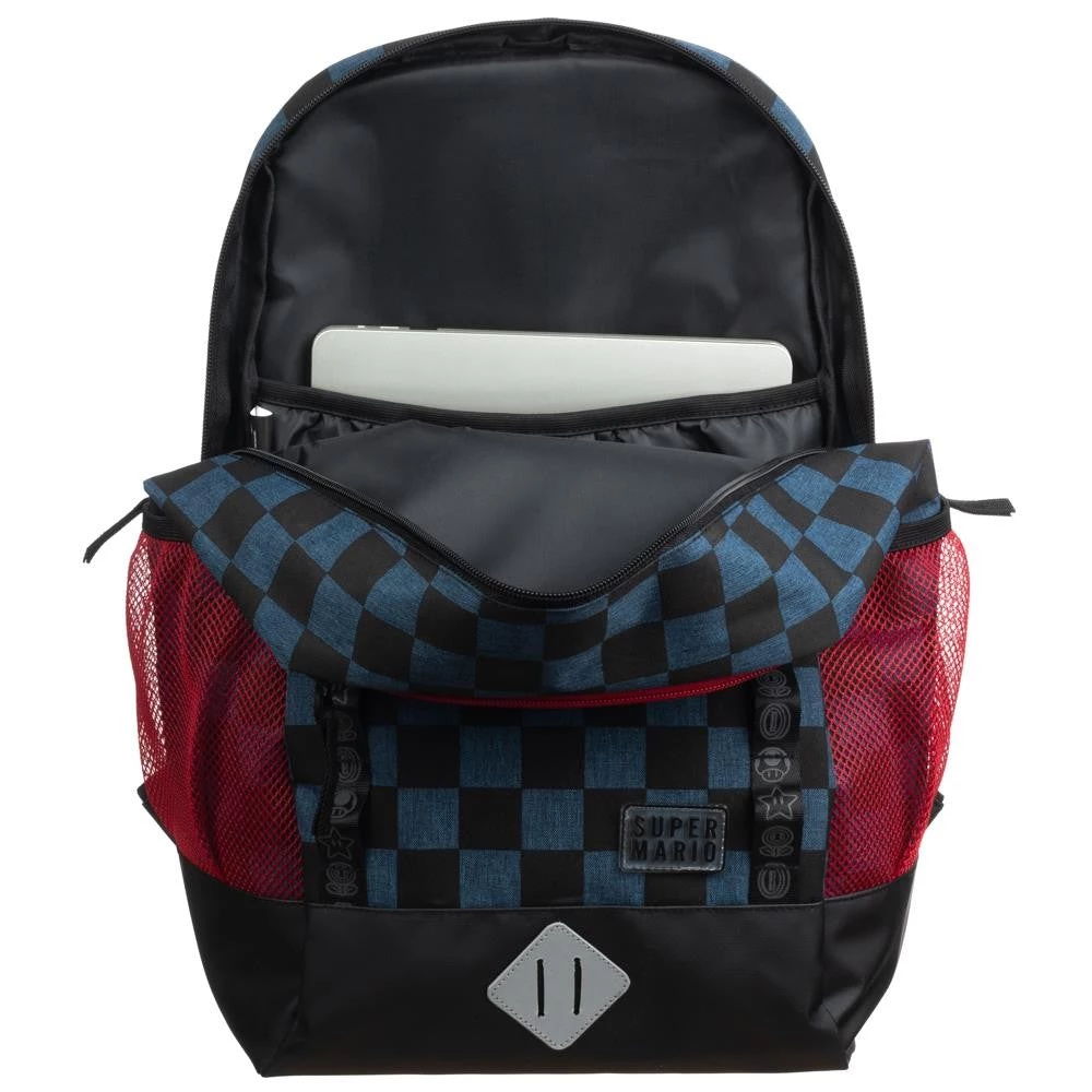 Bioworld Super Mario Navy Check Backpack 4 Bioworld Super Mario Navy Check Backpack
