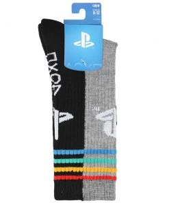 Bioworld Playstation Split Colorblock Crew Socks