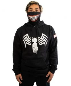 Bioworld Marvel Venom Smile Lightweight Hoodie With Built-in Gaiter