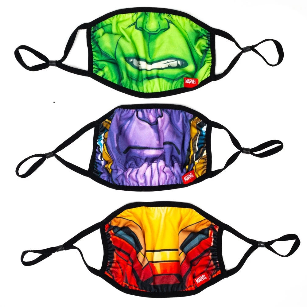 Bioworld Disney Marvel Big Face 3 Pack Adjustable Face Covers 3 Bioworld Disney Marvel Big Face 3 Pack Adjustable Face Covers